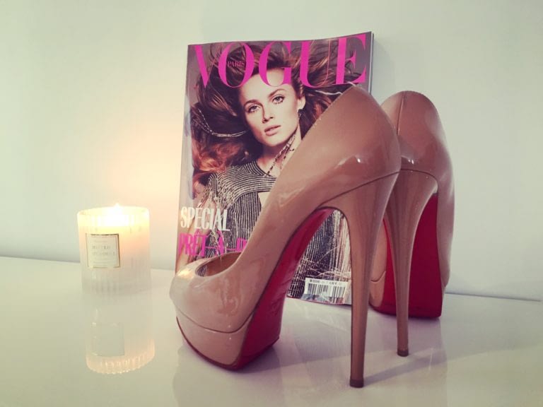 Talon haut louboutin rose à plateforme